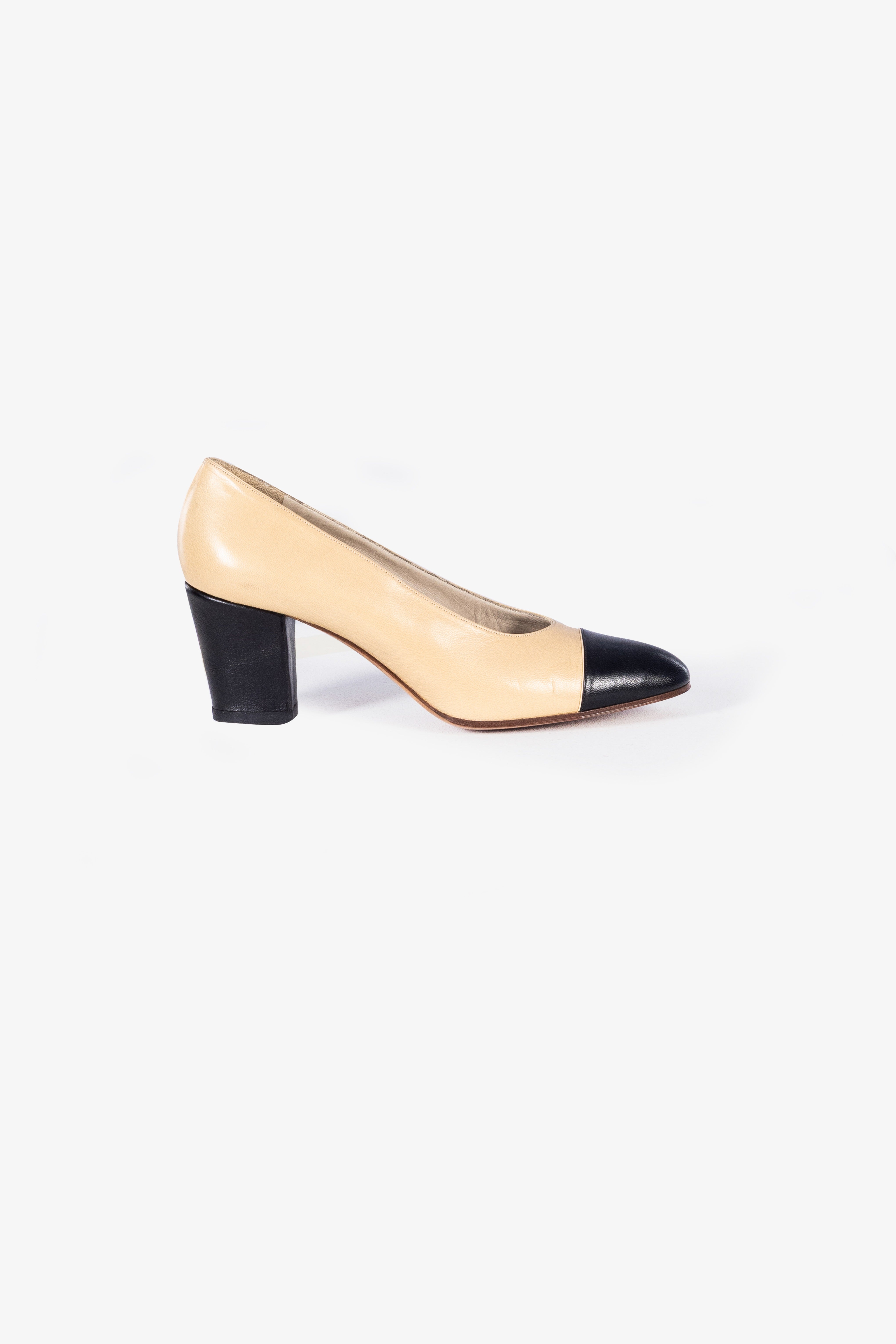Cap-Toe Block Heel Pumps