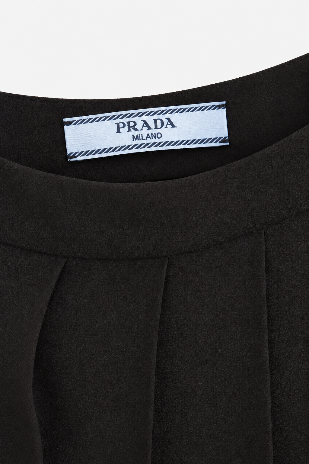 Black Crepe Pleated Midi Skirt