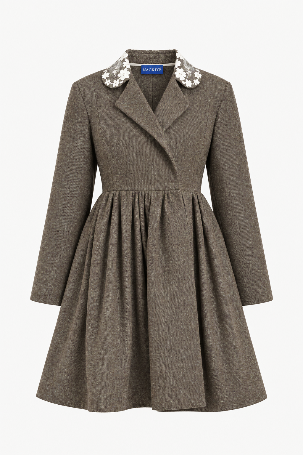 Lace Collar Tweed Smock Mini Dress