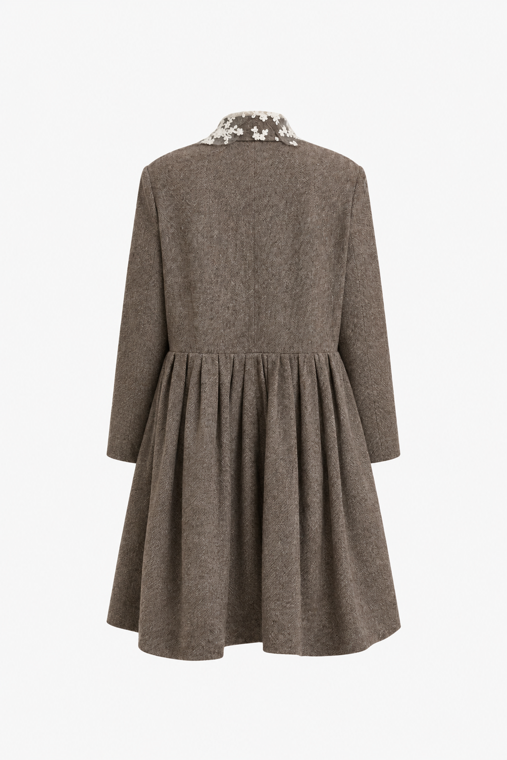 Lace Collar Tweed Smock Mini Dress