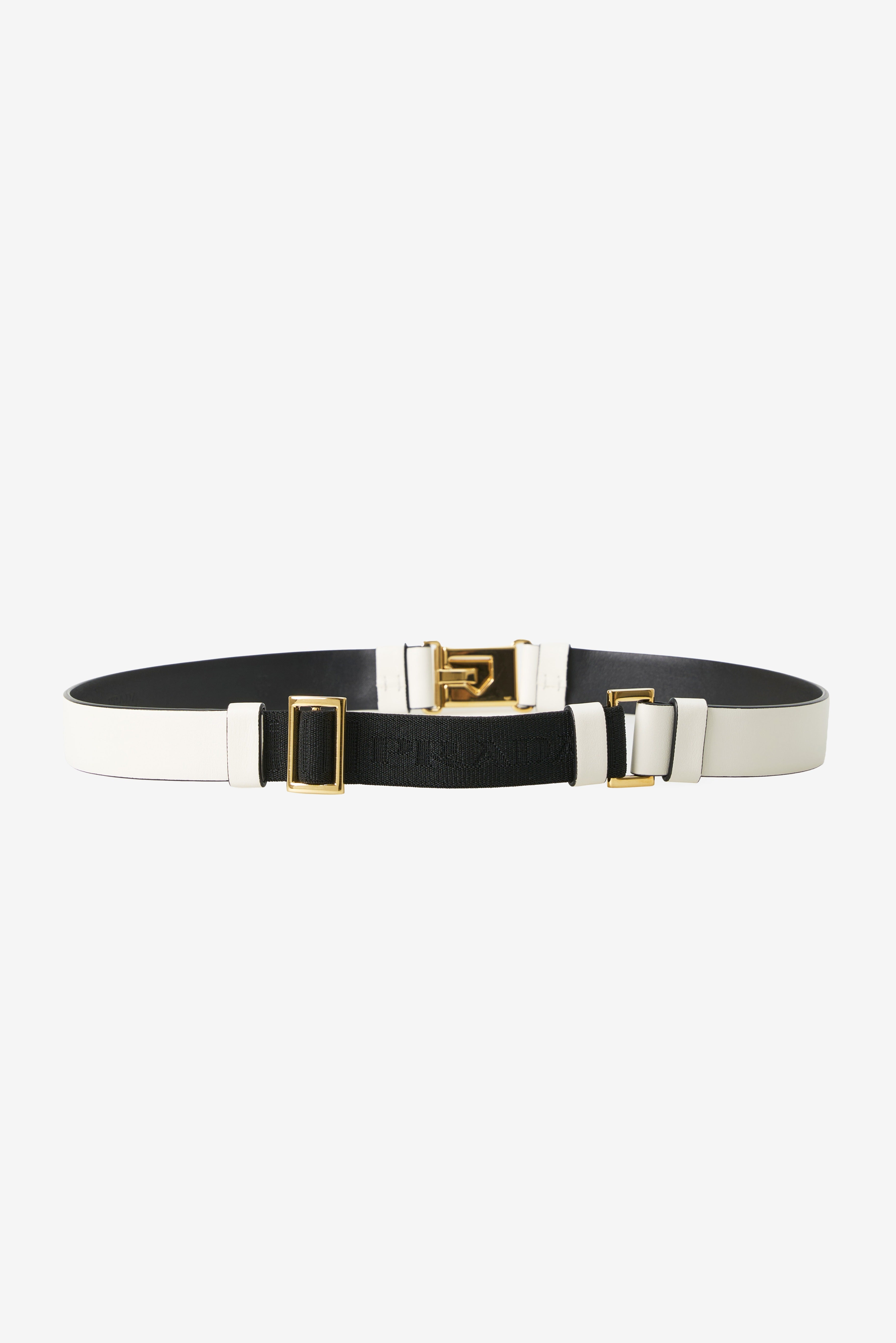 Prada Triangle-Logo Corset Leather Belt