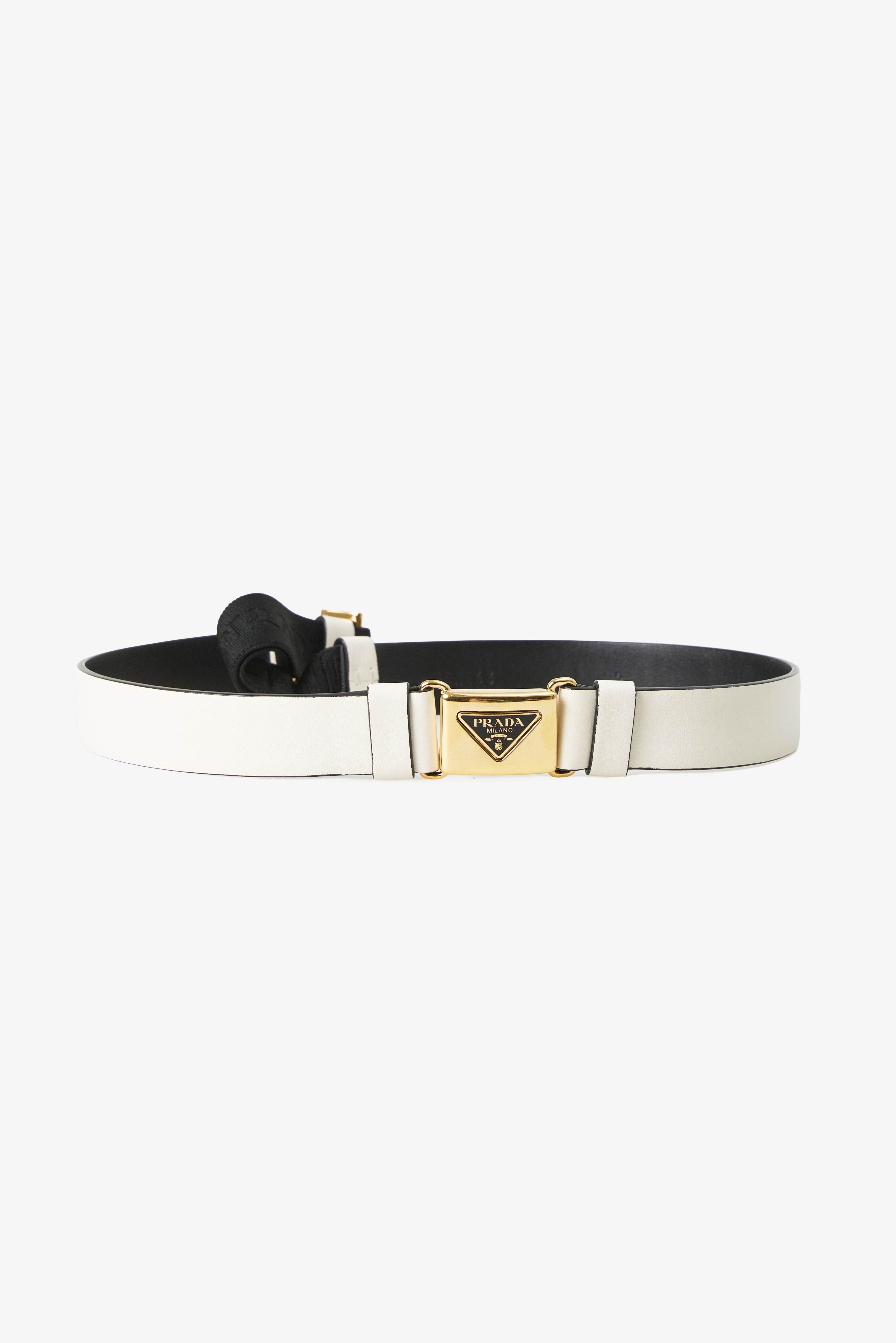 Prada Triangle-Logo Corset Leather Belt