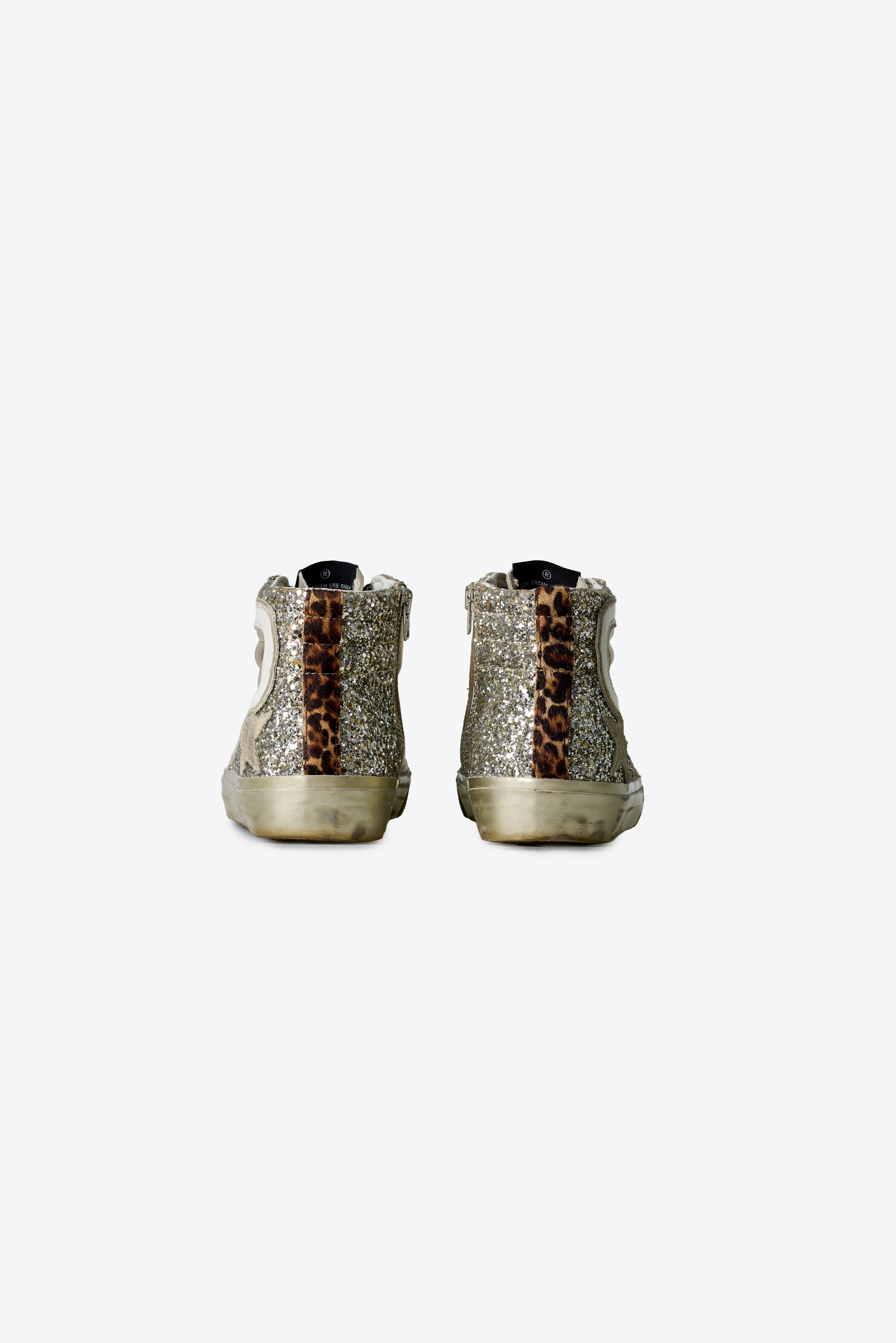 Slide With Gray Leather And Glitter