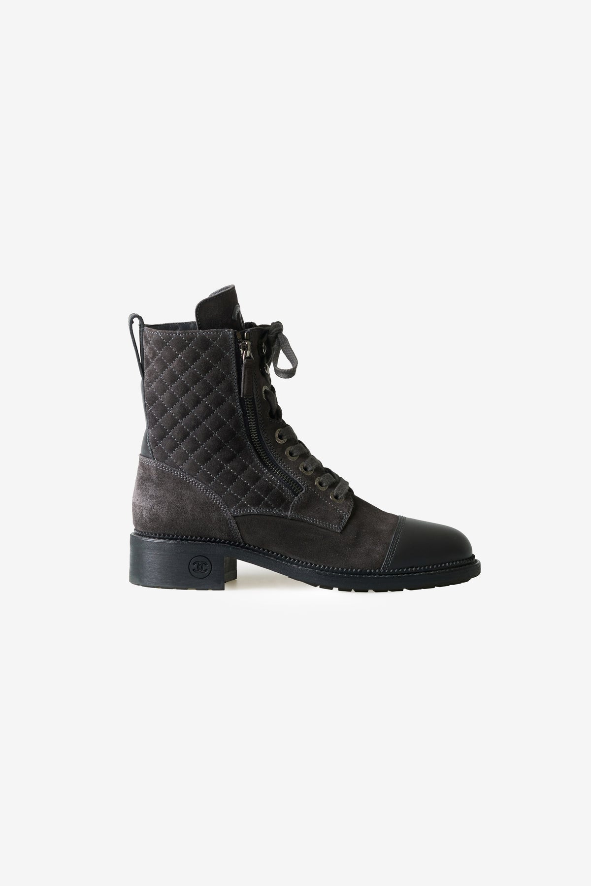 Quilted Suede Combat Boots