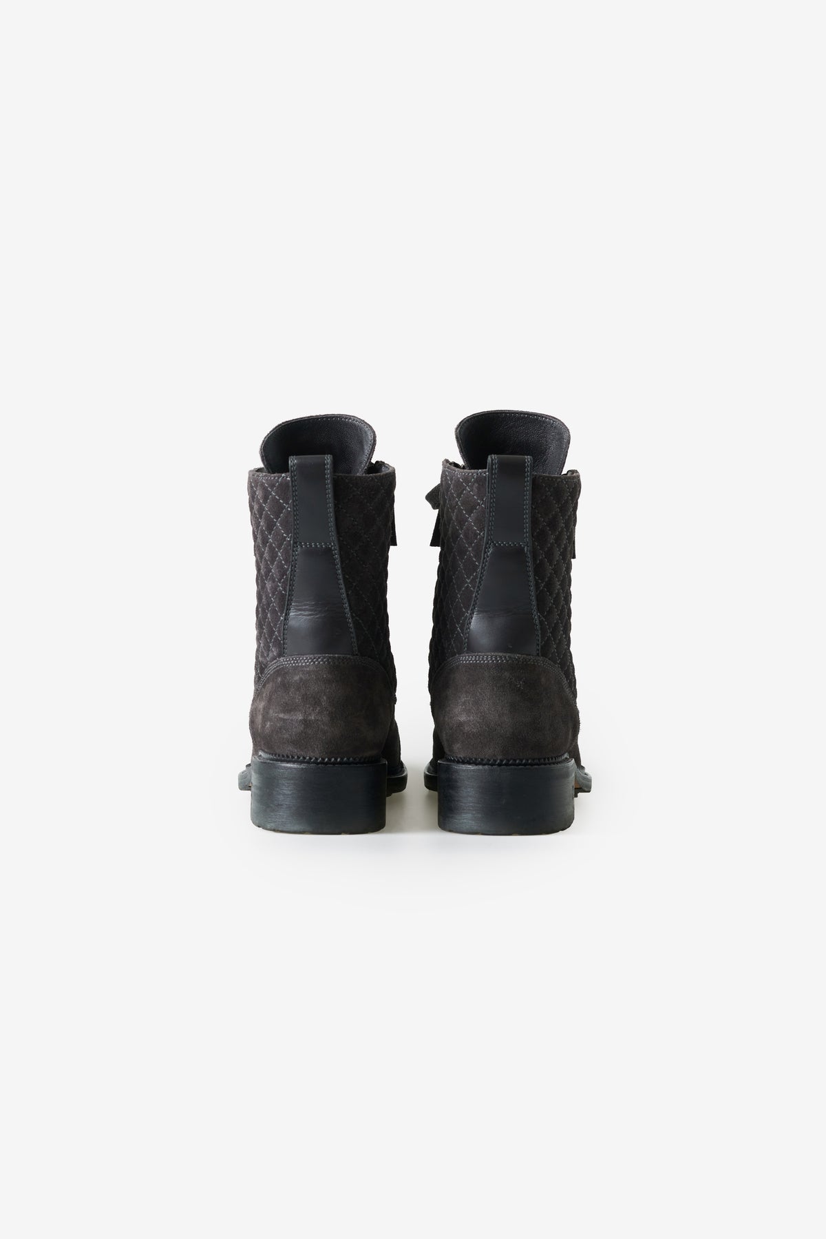 Quilted Suede Combat Boots