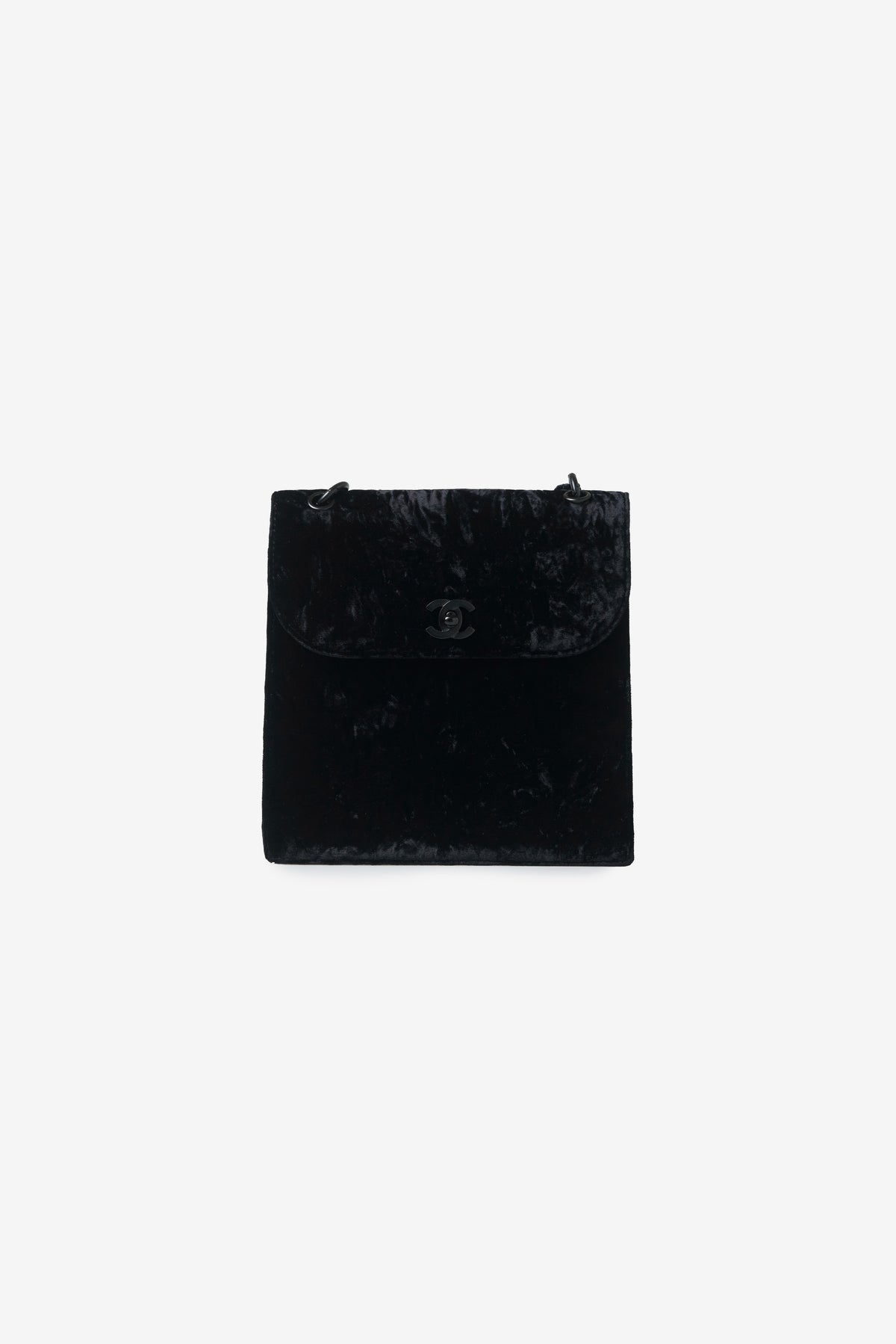 Crushed Velvet Square Single Flap Bag