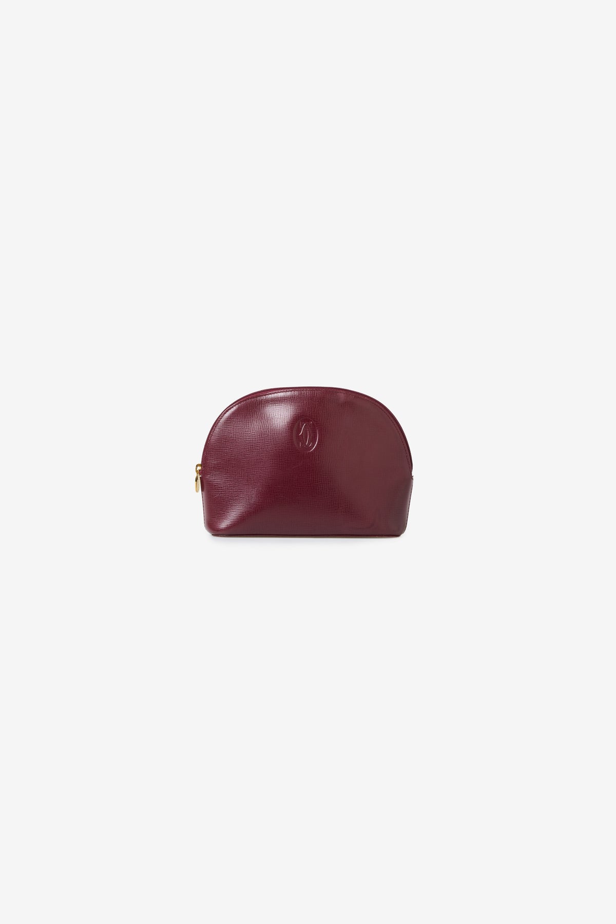 Vintage Must de Cartier Burgundy Leather Cosmetic Pouch