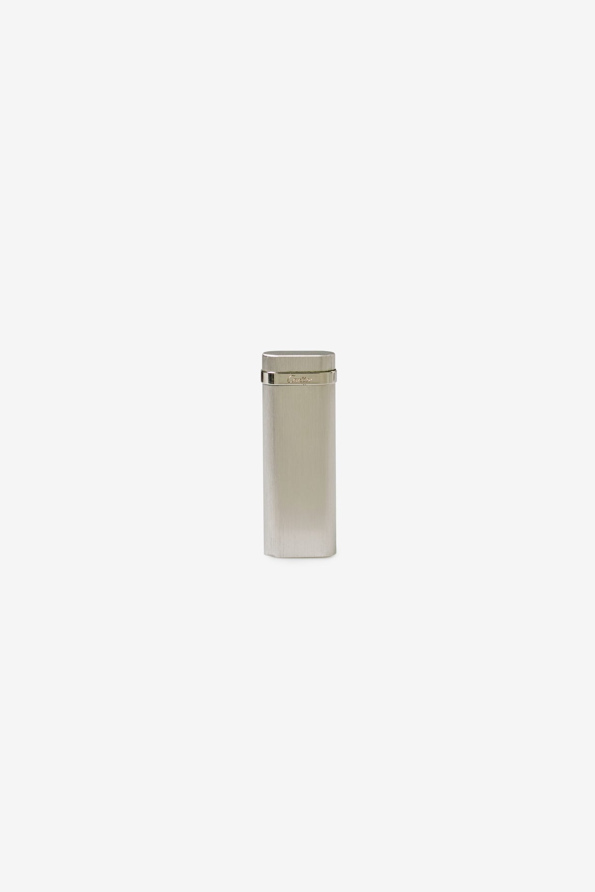 Cartier Vintage Brushed Silver-Plated Gas Lighter with Leather Case