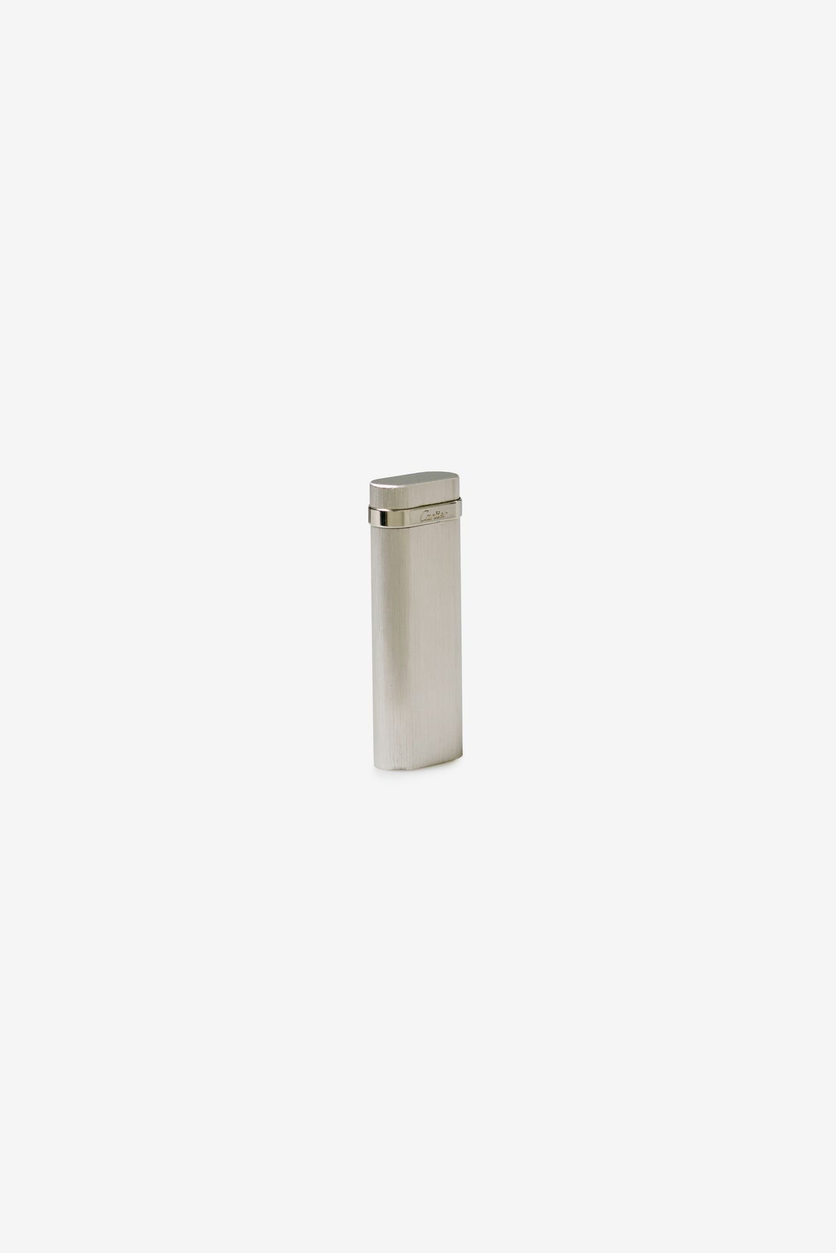Cartier Vintage Brushed Silver-Plated Gas Lighter with Leather Case
