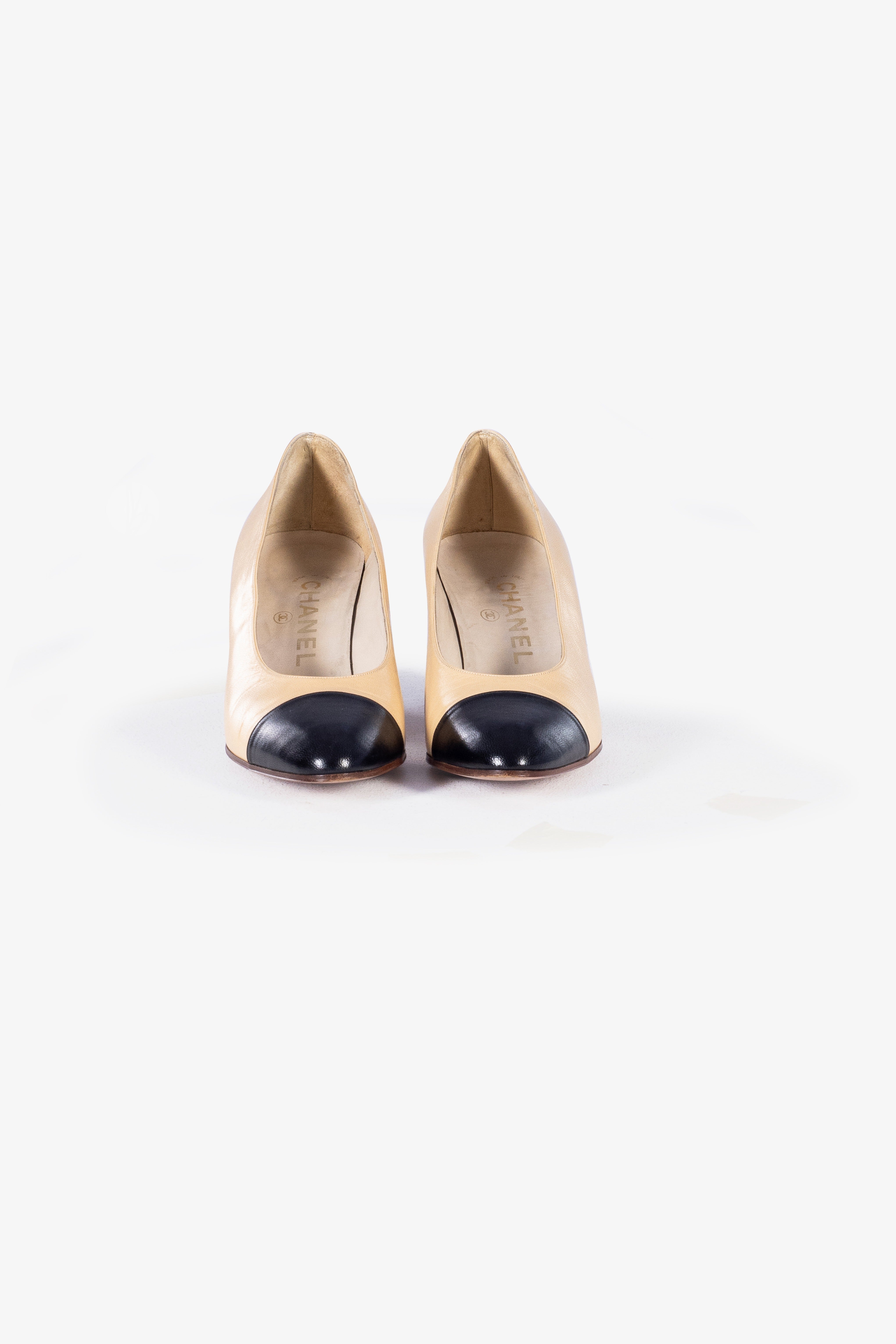 Cap-Toe Block Heel Pumps