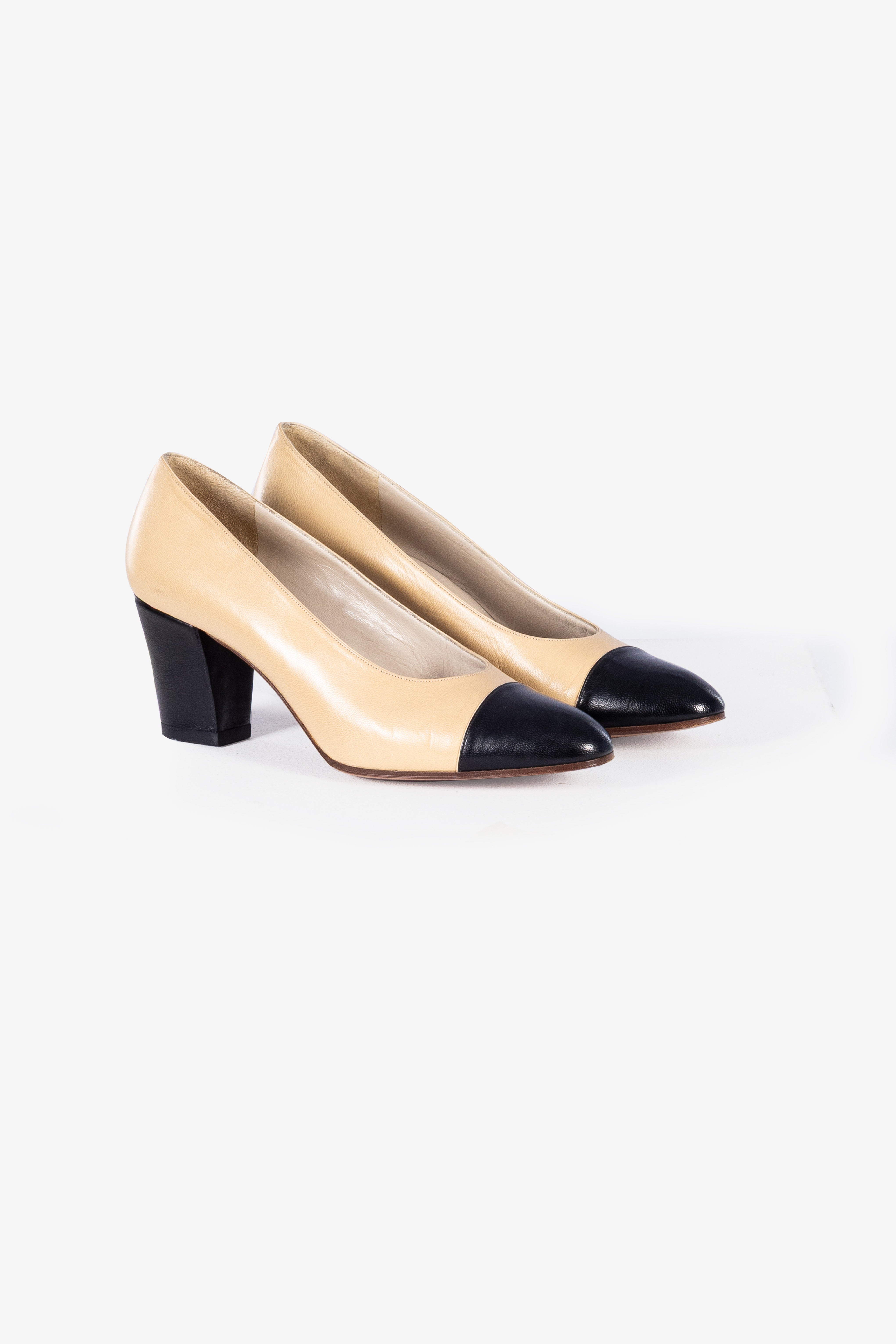 Cap-Toe Block Heel Pumps