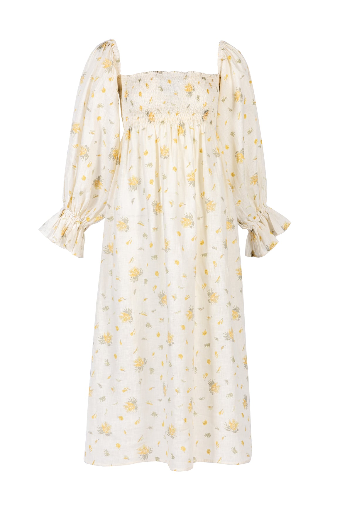 Atlanta Linen Midi Dress - Mimosa Floral