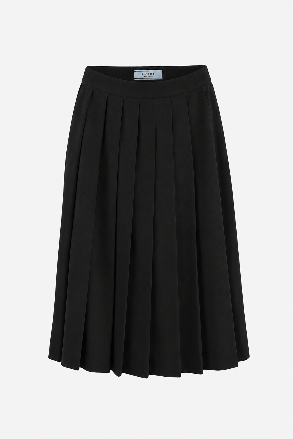 Black Crepe Pleated Midi Skirt