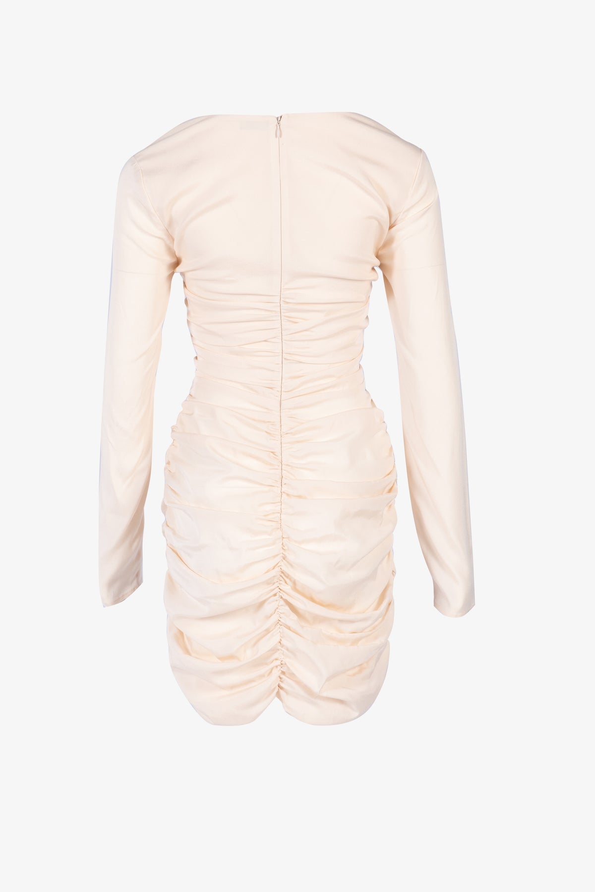 Ruched Silk Mini Dress with Flower Appliqué