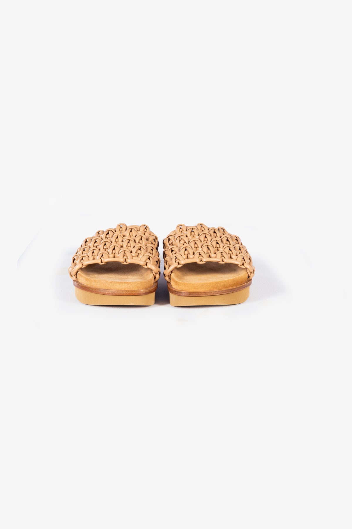 Kacey Braided Leather Platform Slide Sandals