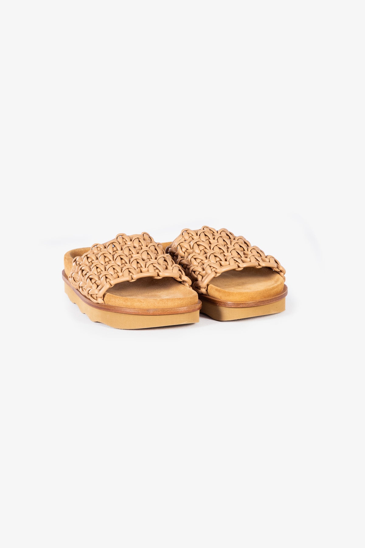 Kacey Braided Leather Platform Slide Sandals