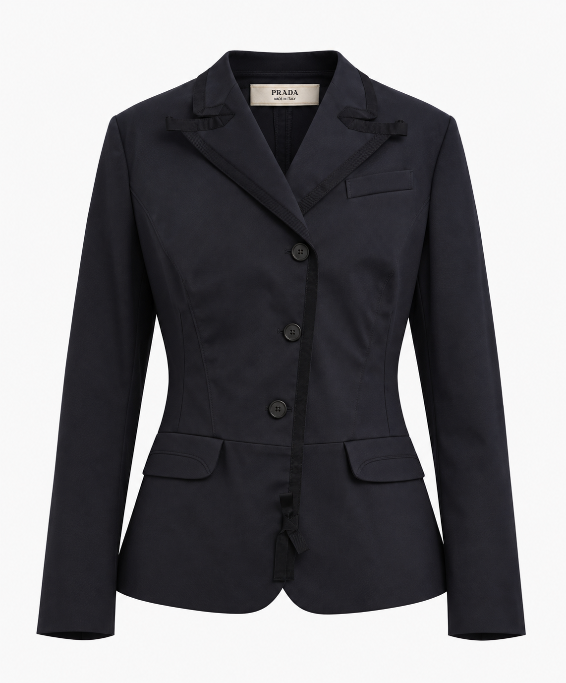 Navy Blue Three-Button Tailored Blazer
