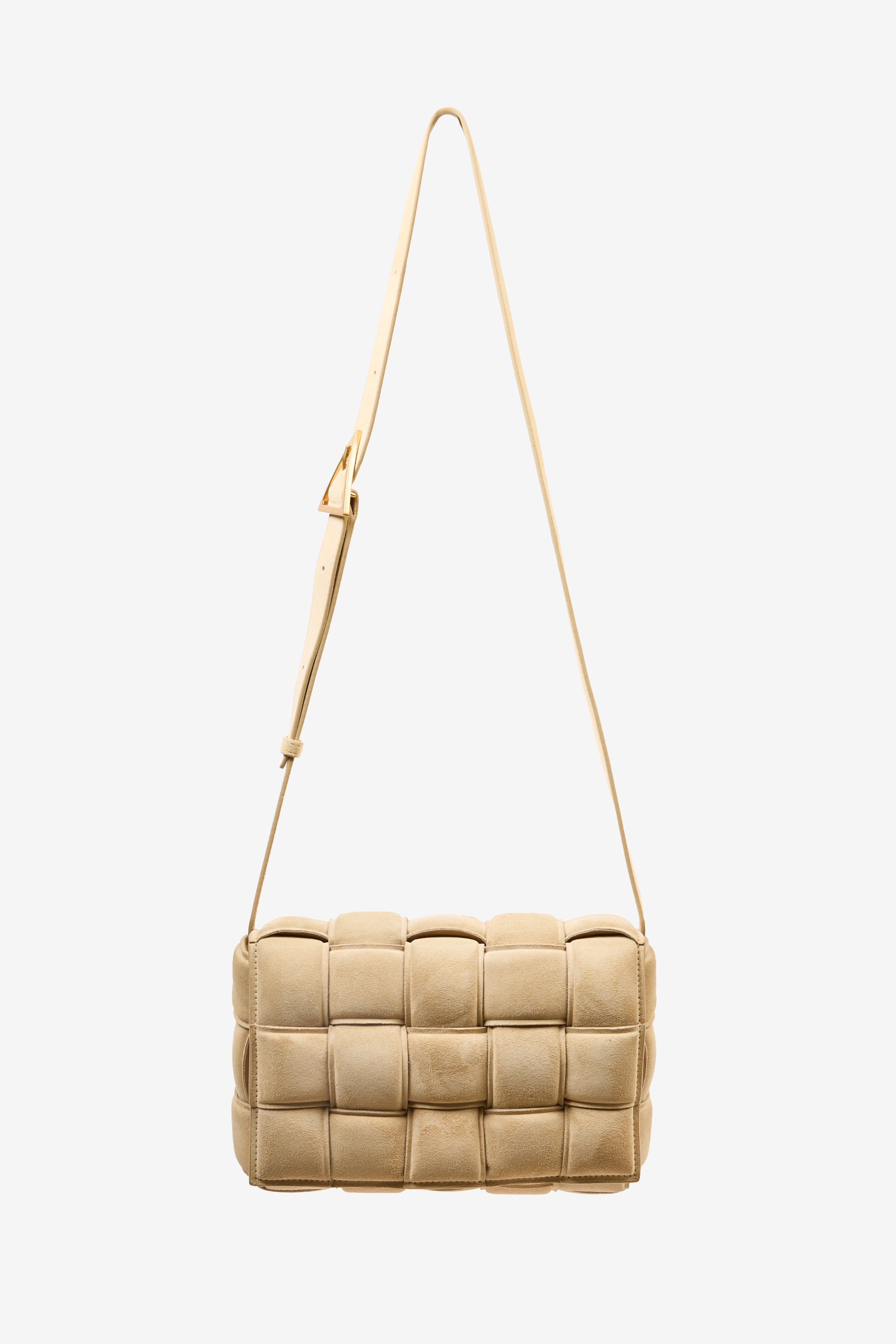 Padded Cassette Suede Cross Body Bag