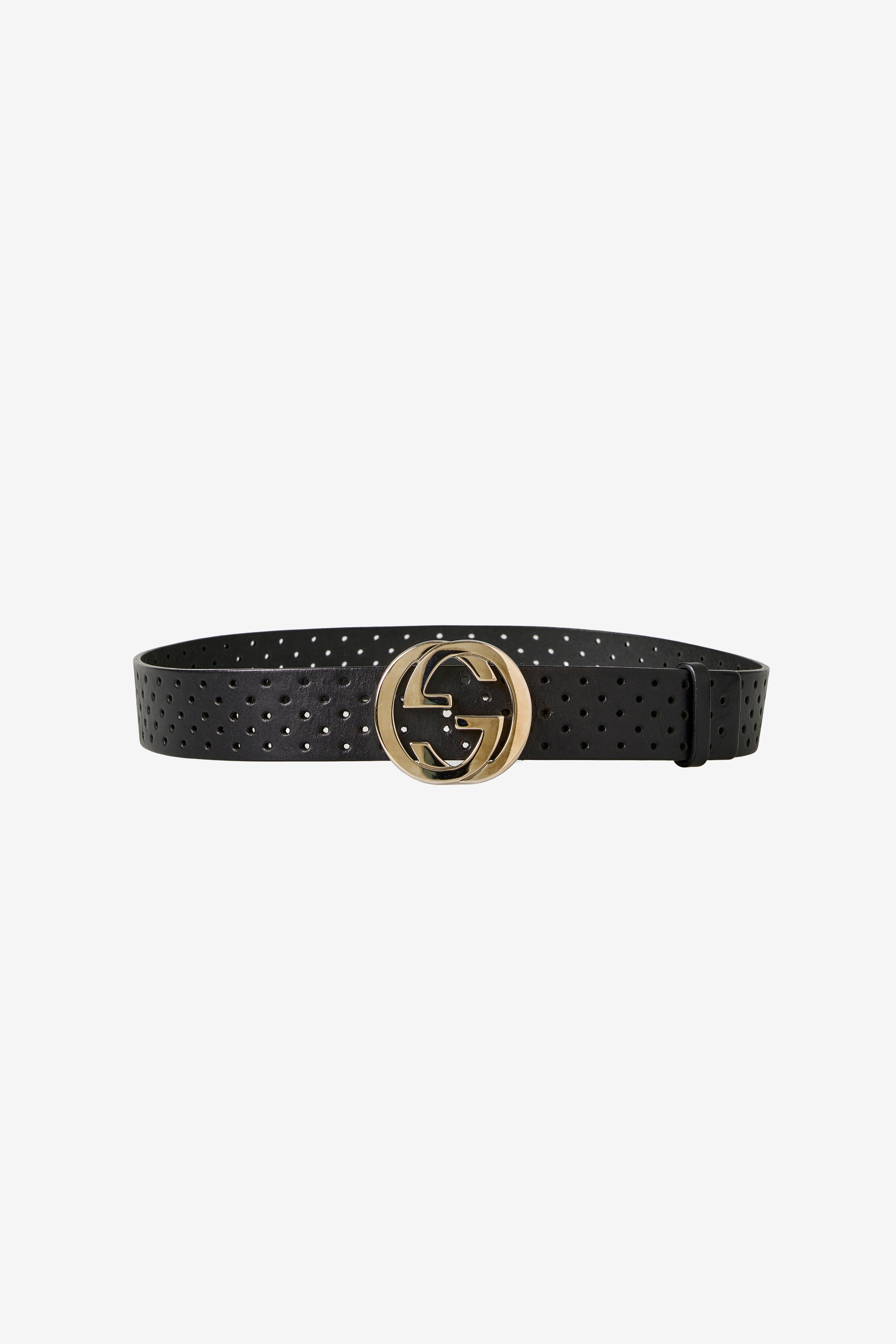 Gucci Perforated Leather Interlocking G Belt