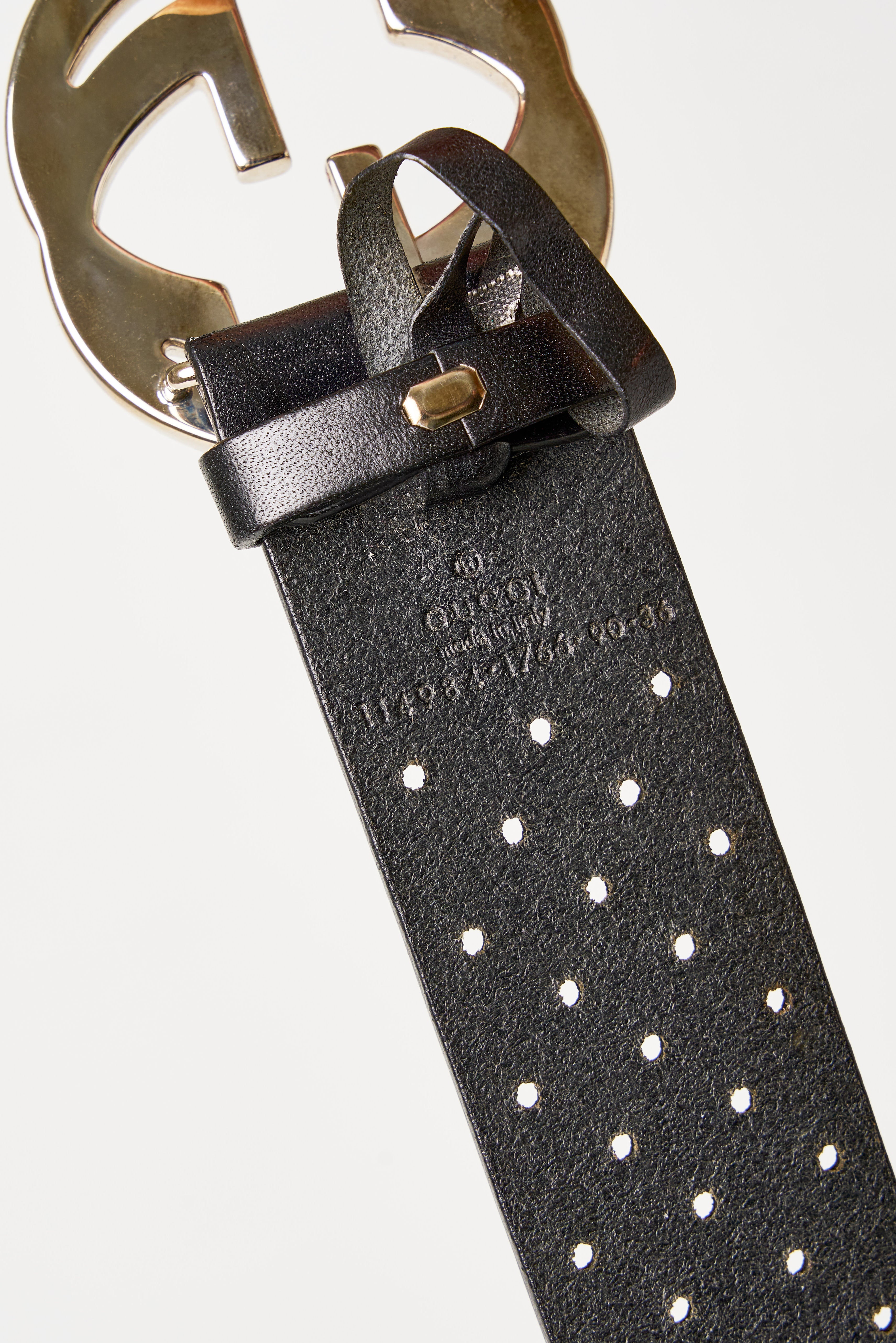 Gucci Perforated Leather Interlocking G Belt