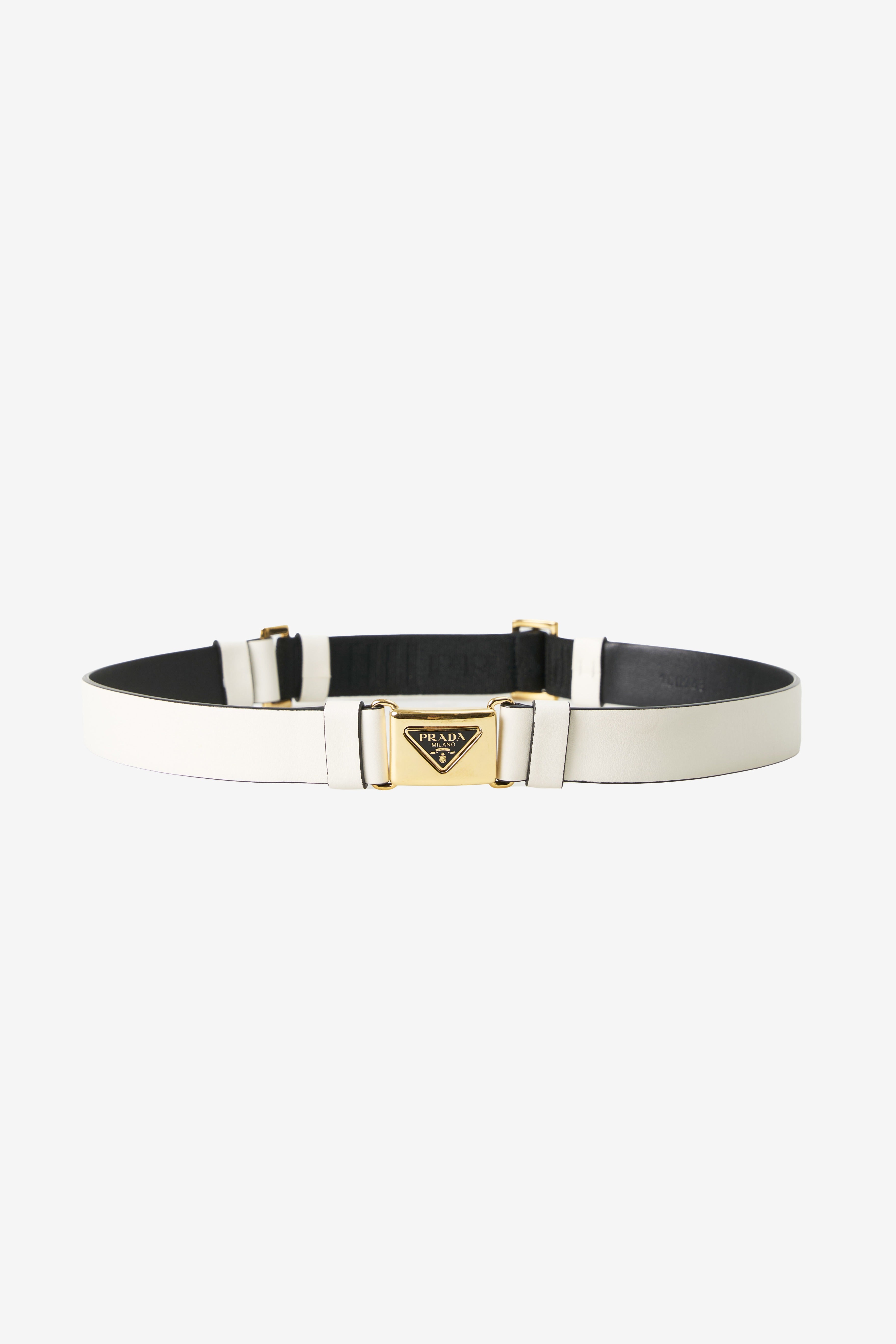 Prada Triangle-Logo Corset Leather Belt
