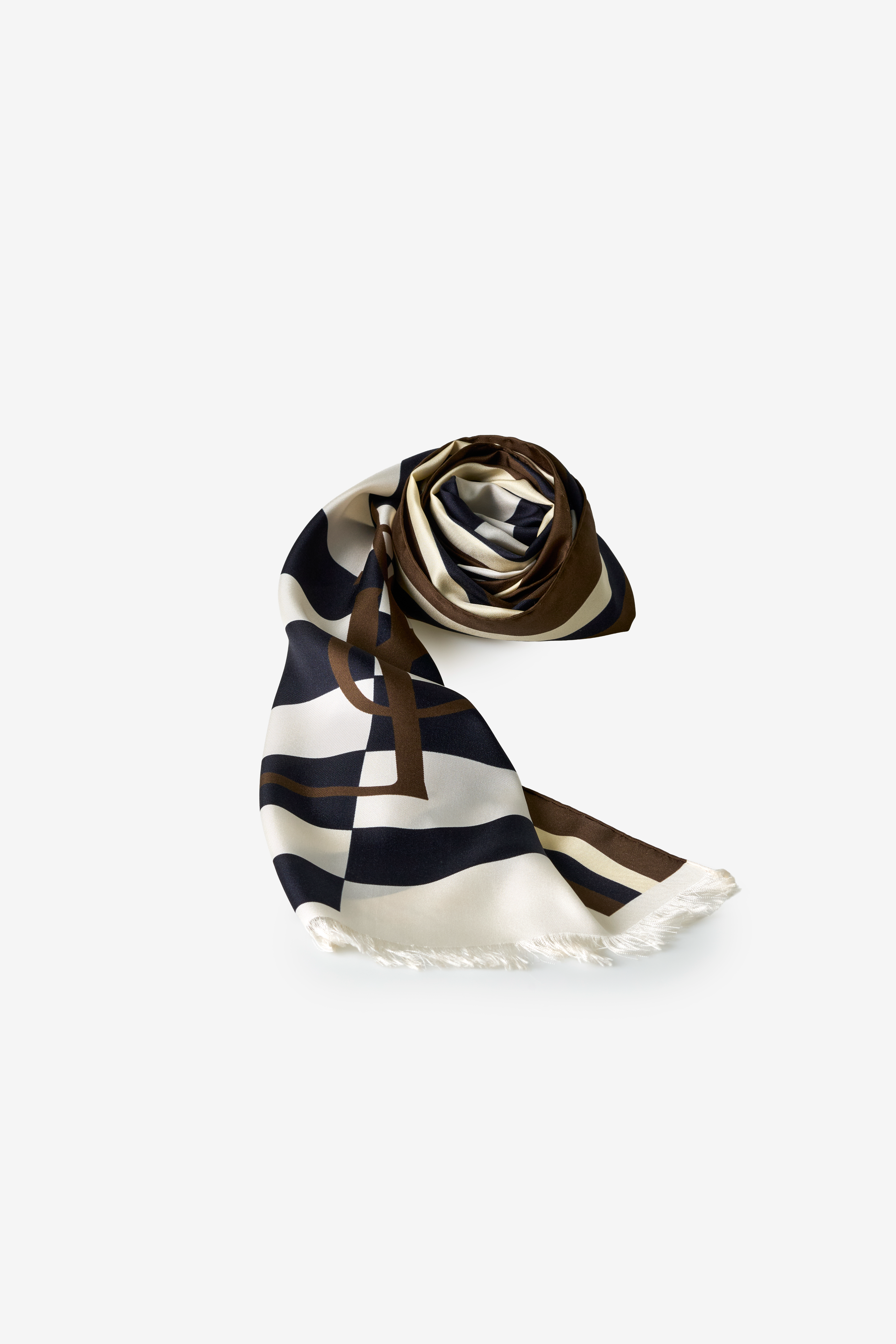YSL Stripe Logo Silk Scarf