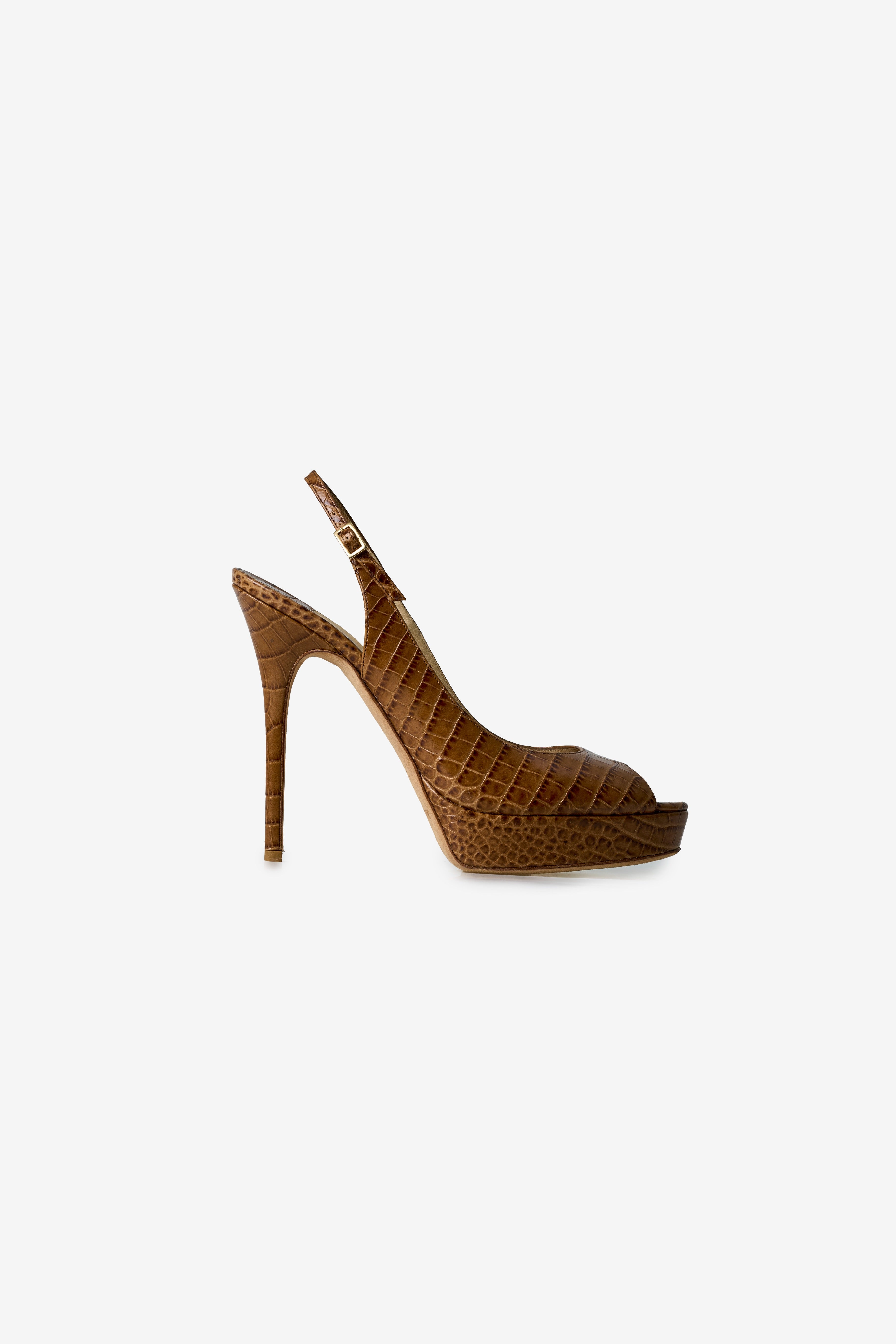 Leather Peep Toe Sandals