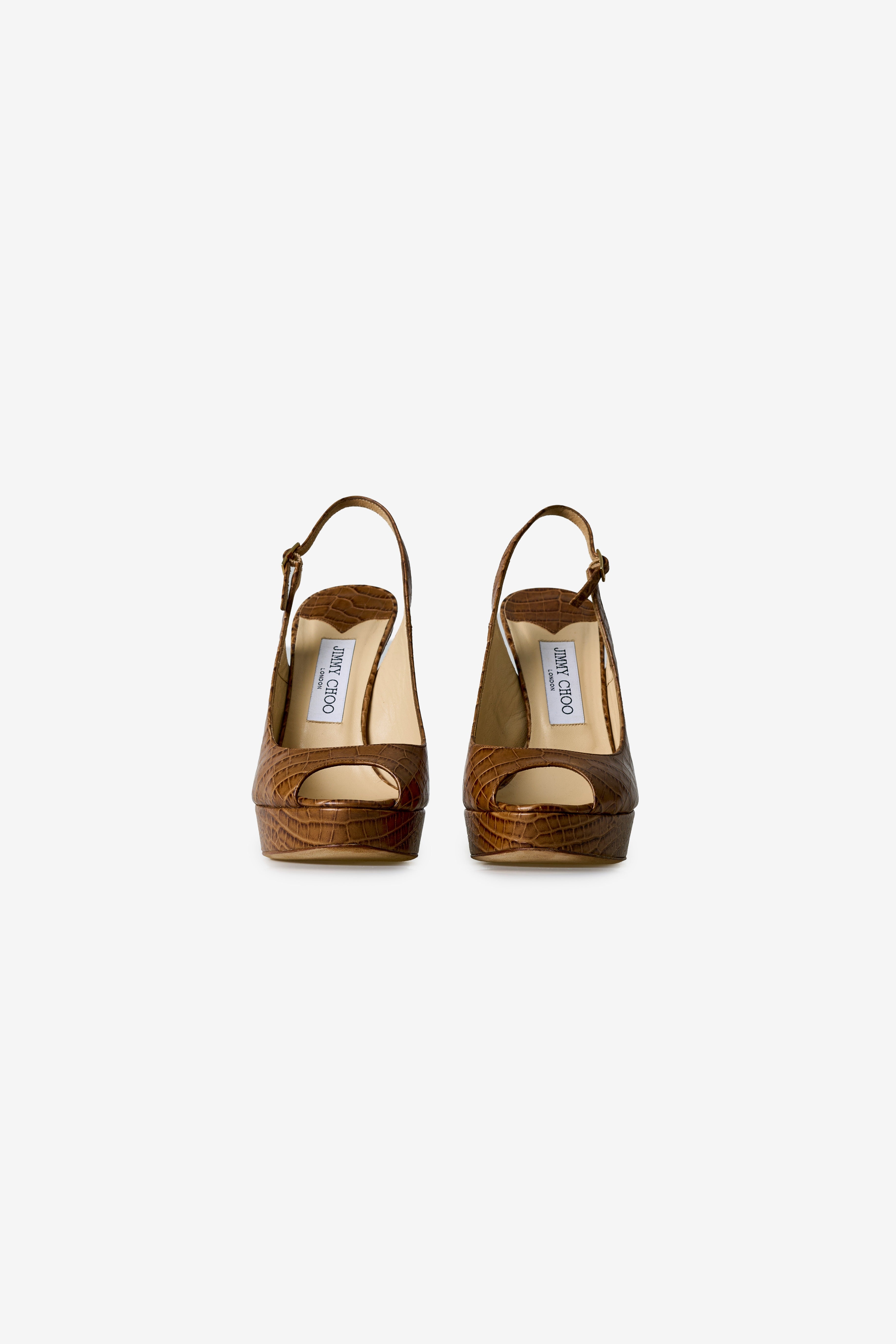 Leather Peep Toe Sandals