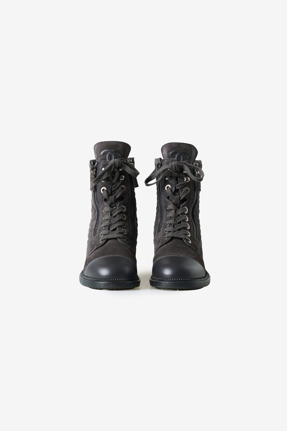 Quilted Suede Combat Boots