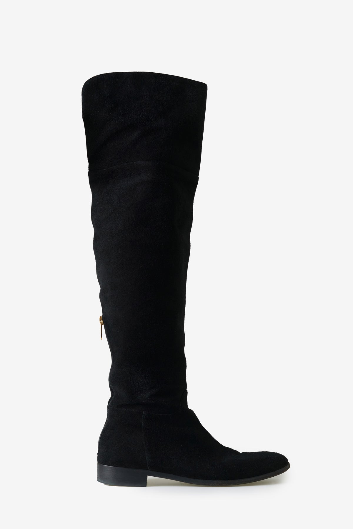 The Knee Tall Suede Black Boots