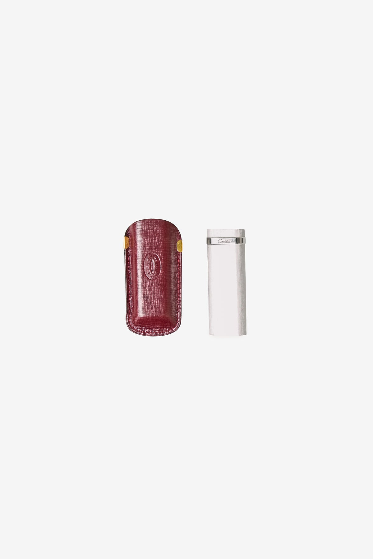 Cartier Vintage Brushed Silver-Plated Gas Lighter with Leather Case